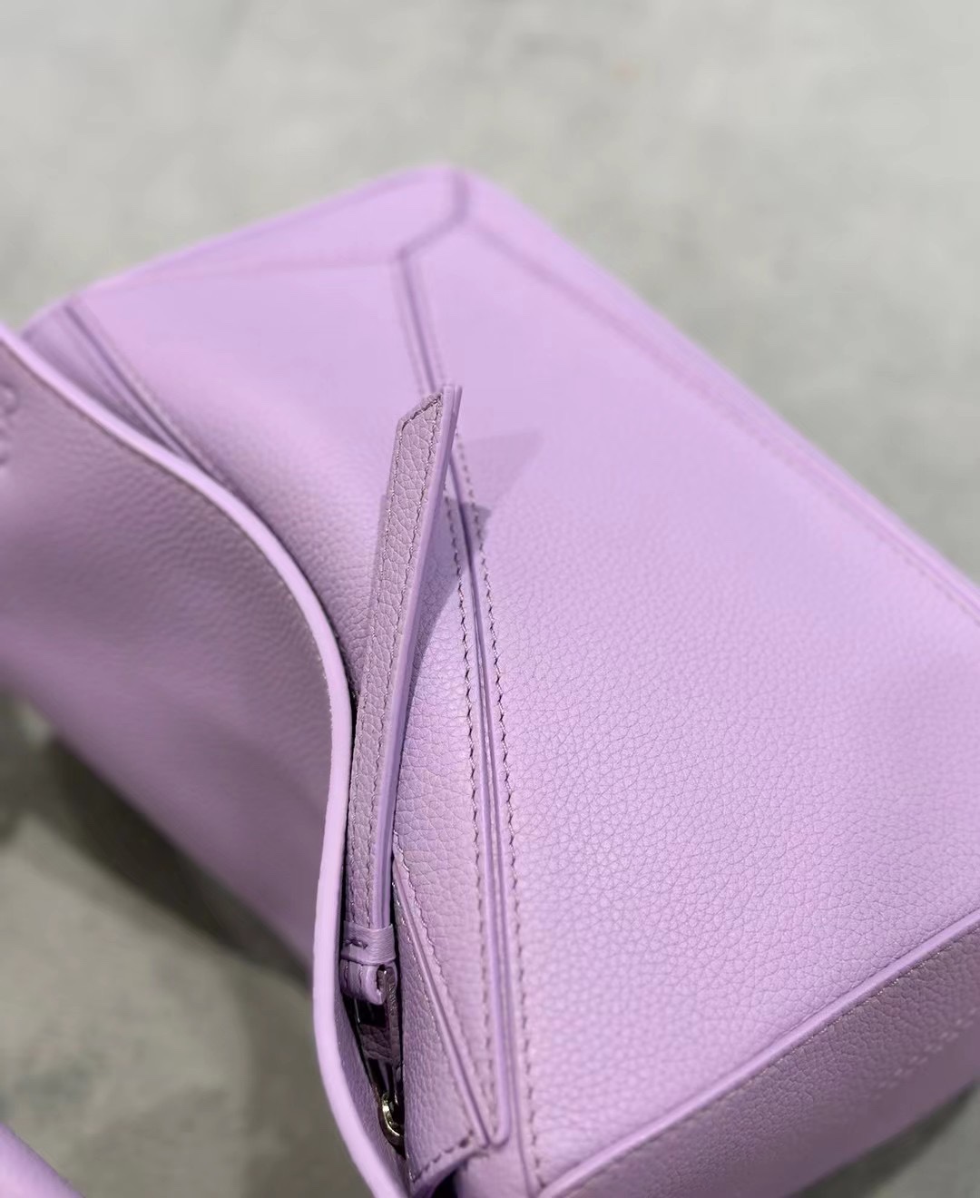 Loewe Small Puzzle Bag in Soft Grained Calfskin Light Purple